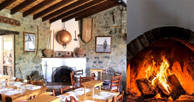 Traditional Cypriot taverna, and roaring open fire